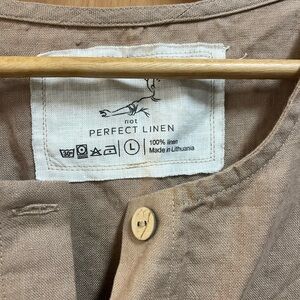 NWOT Not Perfect Linen dress, size L- fits like medium, tan color, never worn